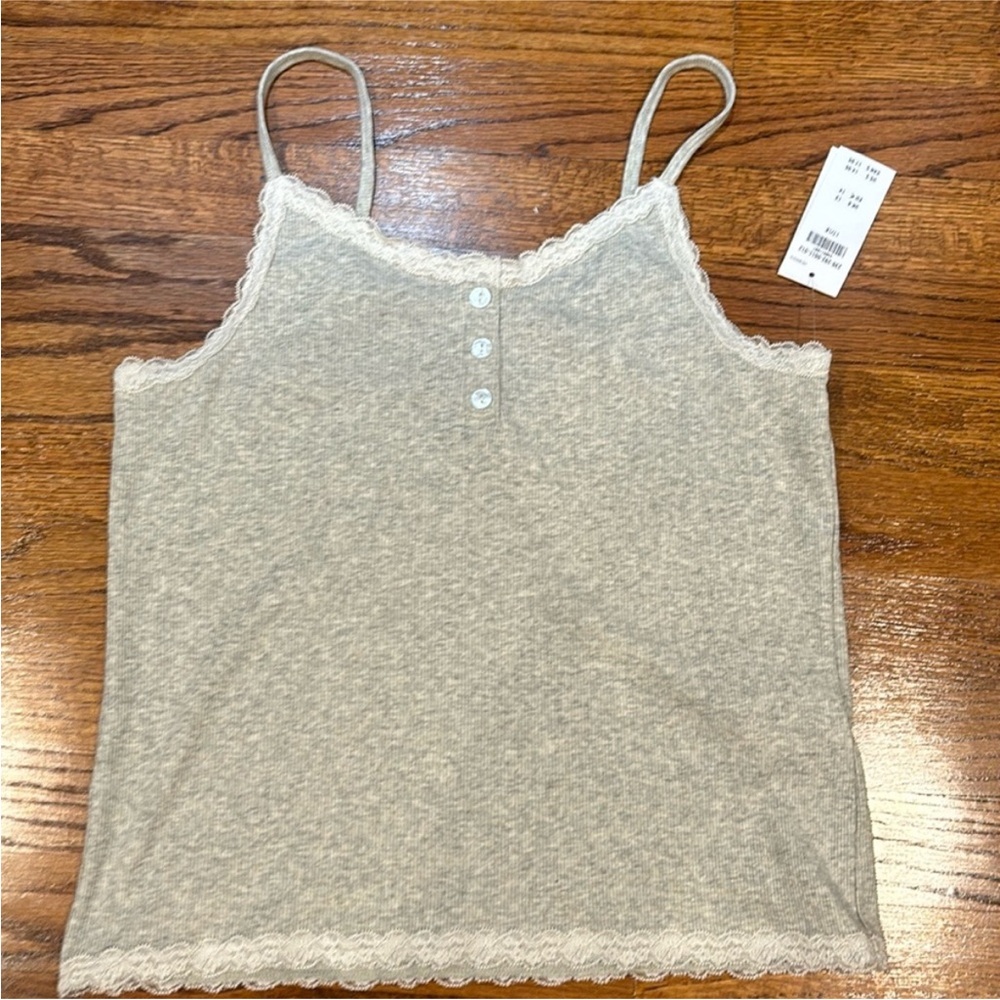Close out price - NWT Abercrombie Kids Essential Lace Trim Henley Rib Cami